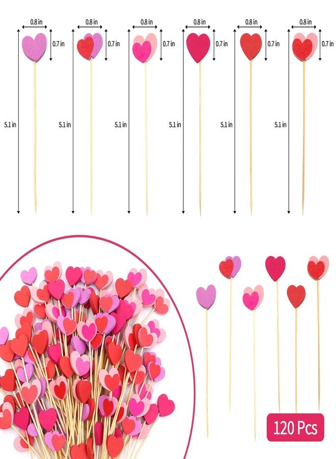 WorldBazaar Red Heart Toothpicks For Appetizers 120 Pcs Valentines Day Cocktail Picks Sticks Food Fruit Sandwich Picks Anniversary Party Supplies Birthday Wedding Table Decorations - Image 2