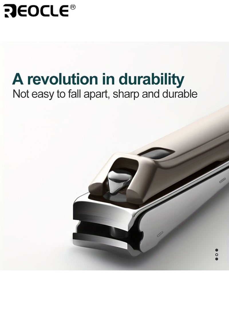 REOCLE Anti Splash Nail Clippers Sharp Edge Fingernail and Toenail Clipper Cutter Thick Nail Trimmer Stainless Steel Toenail Clipper for Men Women - Image 2