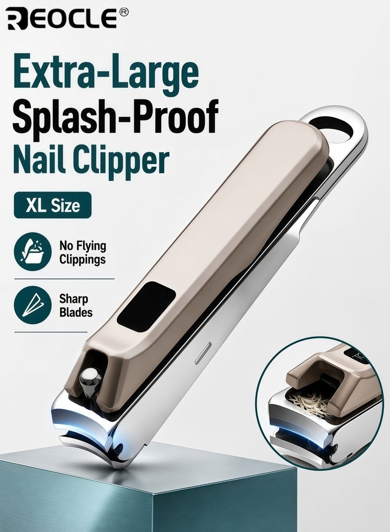 REOCLE Anti Splash Nail Clippers Sharp Edge Fingernail and Toenail Clipper Cutter Thick Nail Trimmer Stainless Steel Toenail Clipper for Men Women - Image 1