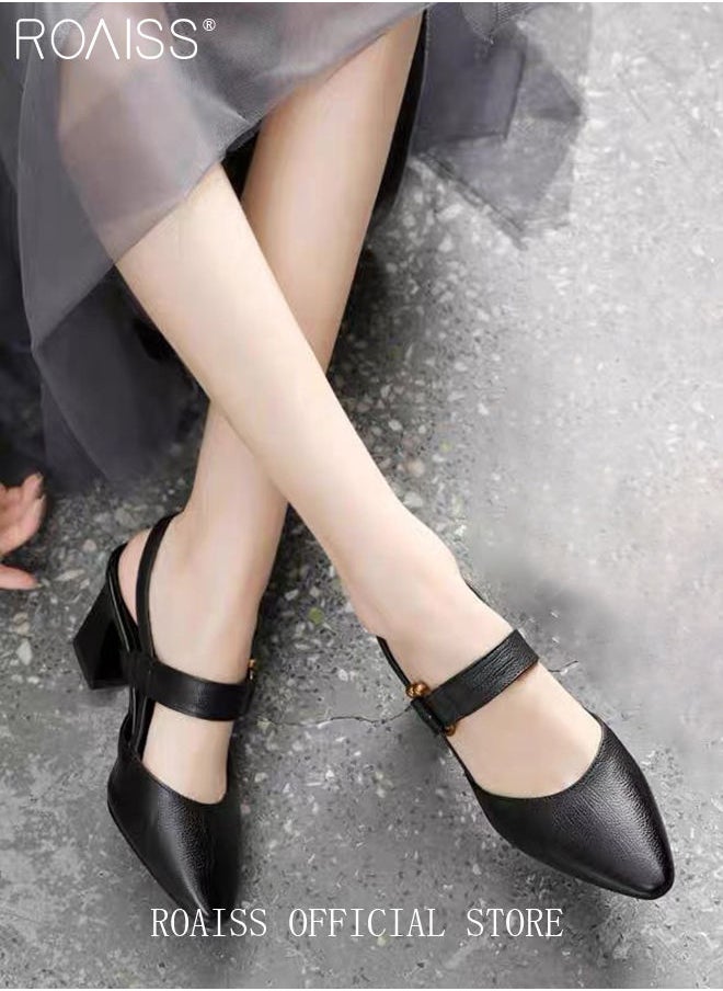 roaiss Fashion Woman Office Lady Shoes Sandals Women's Summer Pointy Chunky Shoes Large Size Sandals  - Image 3