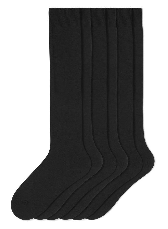 HUE جوارب نسائية من Hue، محبوكة مسطحة، تصل إلى الركبة، لون أسود جديد، مقاس أمريكي واحد، عبوة من 3 جوارب - Image 1