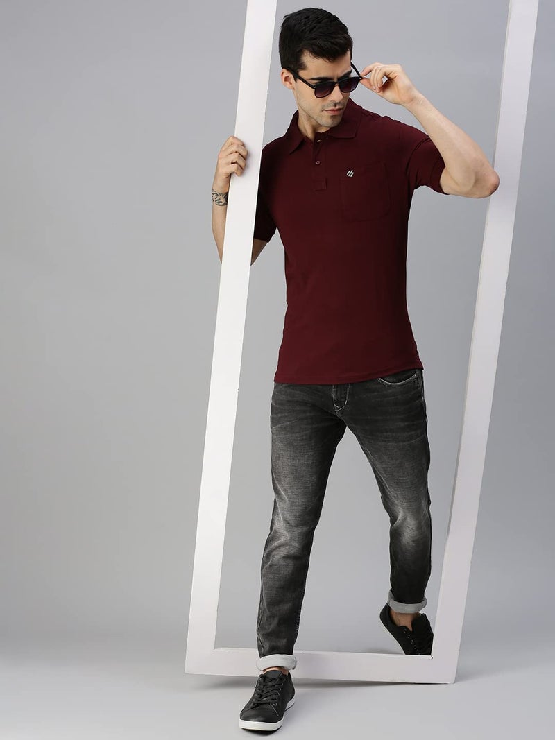 ONN Men's Coffee Half Sleeves Polo Collar T-Shirt with Pocket(Size : XX-Large) - Image 5