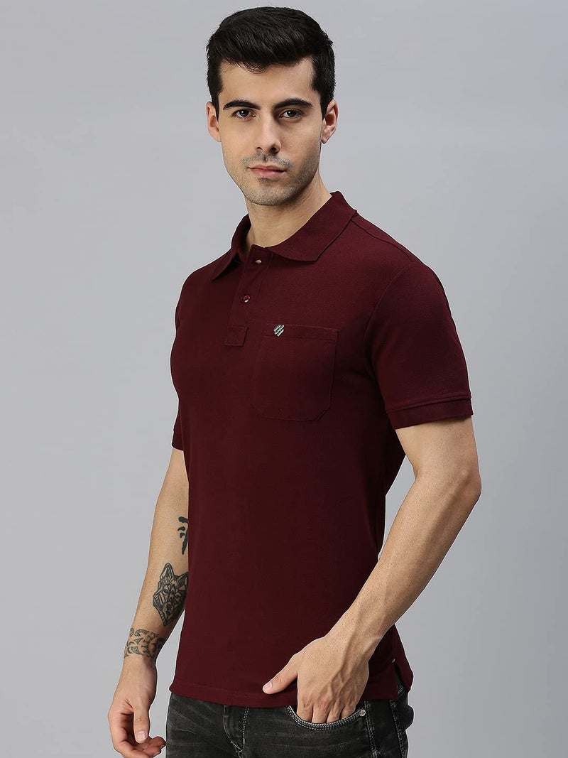 ONN Men's Coffee Half Sleeves Polo Collar T-Shirt with Pocket(Size : XX-Large) - Image 3