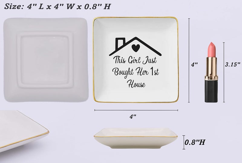 NZY Happy New Home Gift,Congrats Gifts Realtor to Homeowner-First Time Housewarming Present-New Home Owners Present for Woman-Jewelry Tray Trinket Holder Ring Dish-Just Bought Her 1st House - Image 5