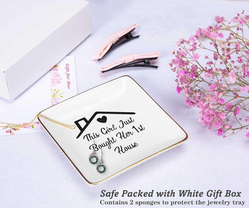 NZY Happy New Home Gift,Congrats Gifts Realtor to Homeowner-First Time Housewarming Present-New Home Owners Present for Woman-Jewelry Tray Trinket Holder Ring Dish-Just Bought Her 1st House - Image 2