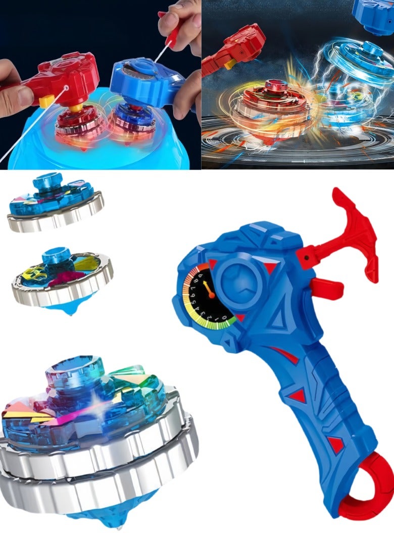 Gaming Top Toys Battle Burst Gyro Toy Great Present for Kids Gyros Set, including 1 main gyro, 1 acceleration ring, 1 launcher (Blue) - Image 1