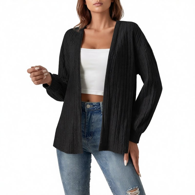 Warm Knit Cardigan Jacket for Women, Open Front Trench Coat Style