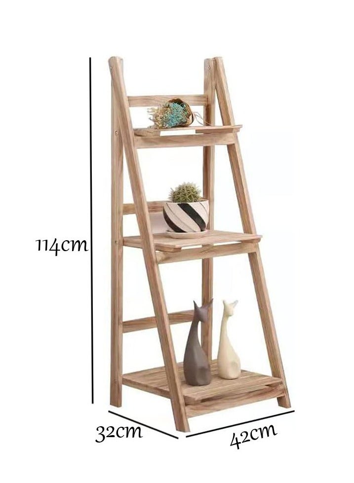 Generic FFD Wooden Flower Pot Stand Storage Rack Natural Solid Wood, Flower Display Shelf Pot Storage Rack for Indoor Outdoor Home Garden Balcony  - Image 2