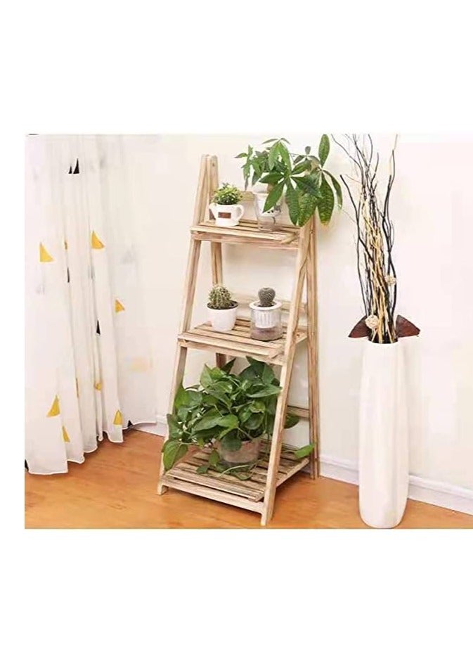 Generic FFD Wooden Flower Pot Stand Storage Rack Natural Solid Wood, Flower Display Shelf Pot Storage Rack for Indoor Outdoor Home Garden Balcony  - Image 3