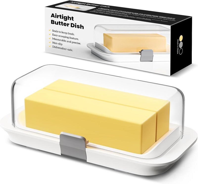 Pisol Large Butter Dish with Lid for Countertop and Fridge Refrigerator Door Shelf, Airtight 250g Butter Keeper for East Coast/West Coast/European/Kerrygold Butter/French Butter/Cream Cheese - Image 1