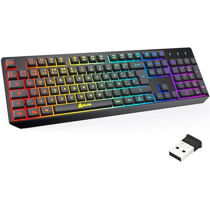 KLIM CHROMA SPAIN GAMING KEYBOARD QWERTY WIRELESS Â€“ HIGH PERFORMANCE Â€“ WIRELESS KEYBOARD ILLUMINATED CHROMATIC GAMING BLACK RGB PC WINDOWS MAC PS4 XBOX ONE [ NEW VERSION] - Image 1