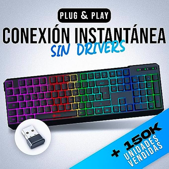 KLIM CHROMA SPAIN GAMING KEYBOARD QWERTY WIRELESS Â€“ HIGH PERFORMANCE Â€“ WIRELESS KEYBOARD ILLUMINATED CHROMATIC GAMING BLACK RGB PC WINDOWS MAC PS4 XBOX ONE [ NEW VERSION] - Image 2