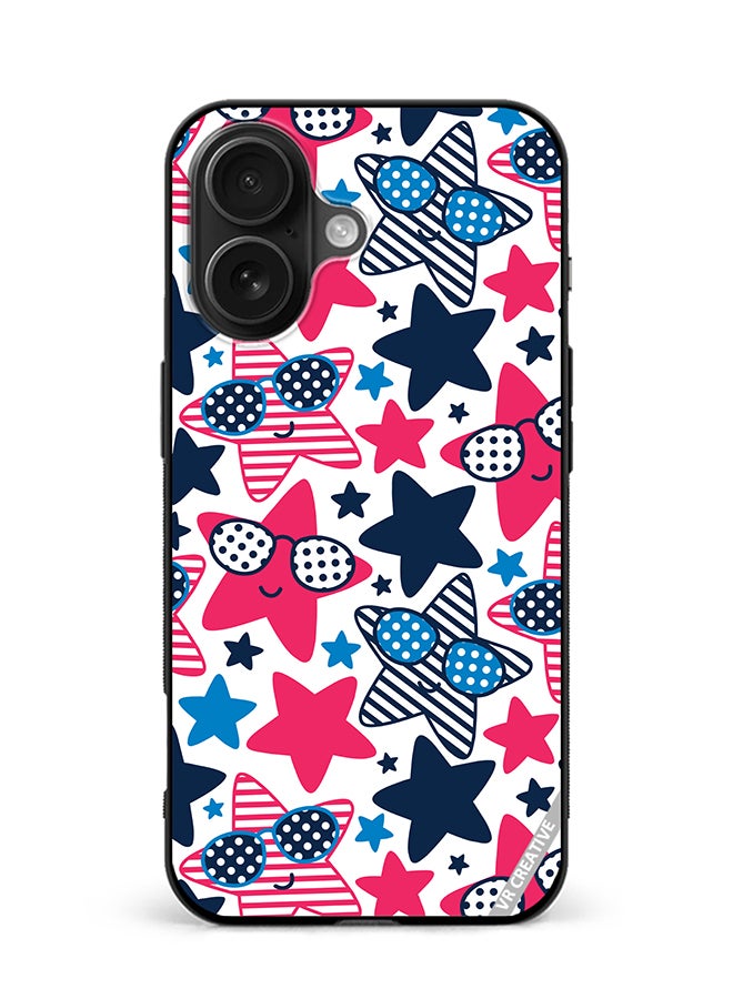 VR CREATIVE Protective Case Cover For Apple iPhone 16 Star Pattern Vector Design Multicolour