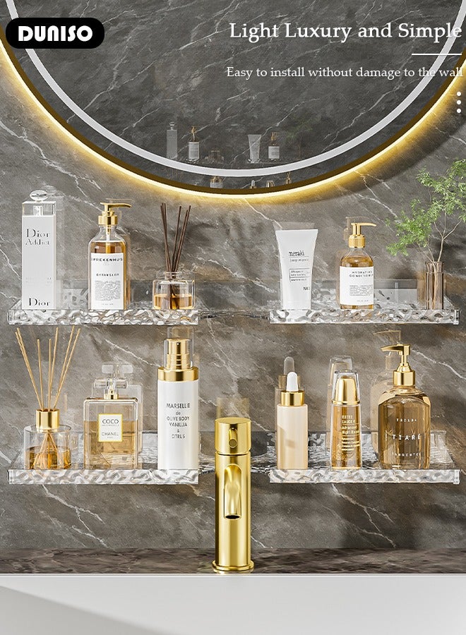 DUNISO Acrylic Bathroom Shelf Over The Faucet, Plastic Over Sink Shelf Bathroom Wall Mounted, No dilling Bathroom Sink Shelf Over Faucet, Adhesive bathroom shelves for Bathroom Kitchen - Image 2