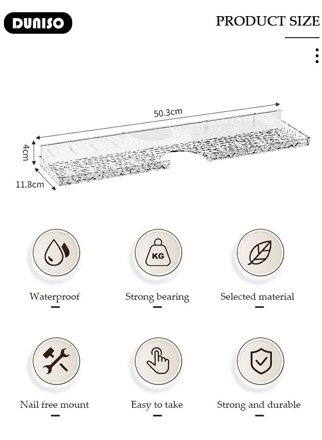 DUNISO Acrylic Bathroom Shelf Over The Faucet, Plastic Over Sink Shelf Bathroom Wall Mounted, No dilling Bathroom Sink Shelf Over Faucet, Adhesive bathroom shelves for Bathroom Kitchen - Image 4