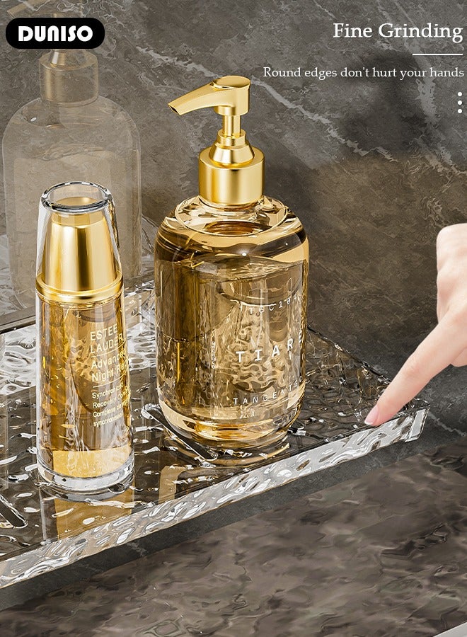 DUNISO Acrylic Bathroom Shelf Over The Faucet, Plastic Over Sink Shelf Bathroom Wall Mounted, No dilling Bathroom Sink Shelf Over Faucet, Adhesive bathroom shelves for Bathroom Kitchen - Image 3