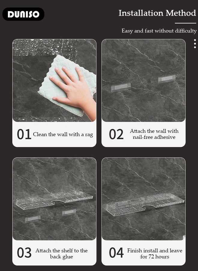 Acrylic Bathroom Shelf Over The Faucet, Plastic Over Sink Shelf Bathroom Wall Mounted, No dilling Bathroom Sink Shelf Over Faucet, Adhesive bathroom shelves for Bathroom Kitchen