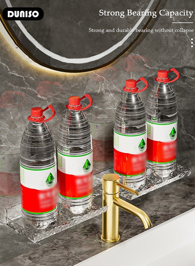 Acrylic Bathroom Shelf Over The Faucet, Plastic Over Sink Shelf Bathroom Wall Mounted, No dilling Bathroom Sink Shelf Over Faucet, Adhesive bathroom shelves for Bathroom Kitchen