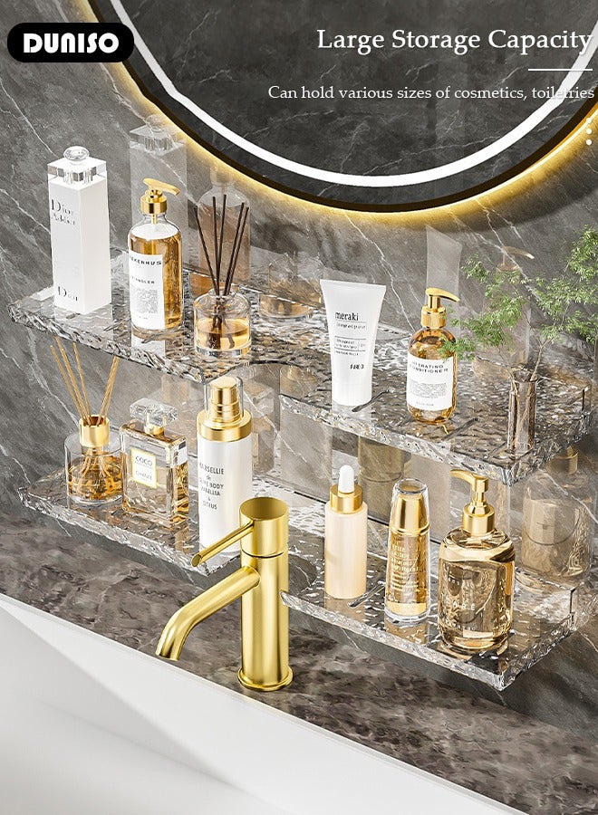 DUNISO Acrylic Bathroom Shelf Over The Faucet, Plastic Over Sink Shelf Bathroom Wall Mounted, No dilling Bathroom Sink Shelf Over Faucet, Adhesive bathroom shelves for Bathroom Kitchen - Image 5