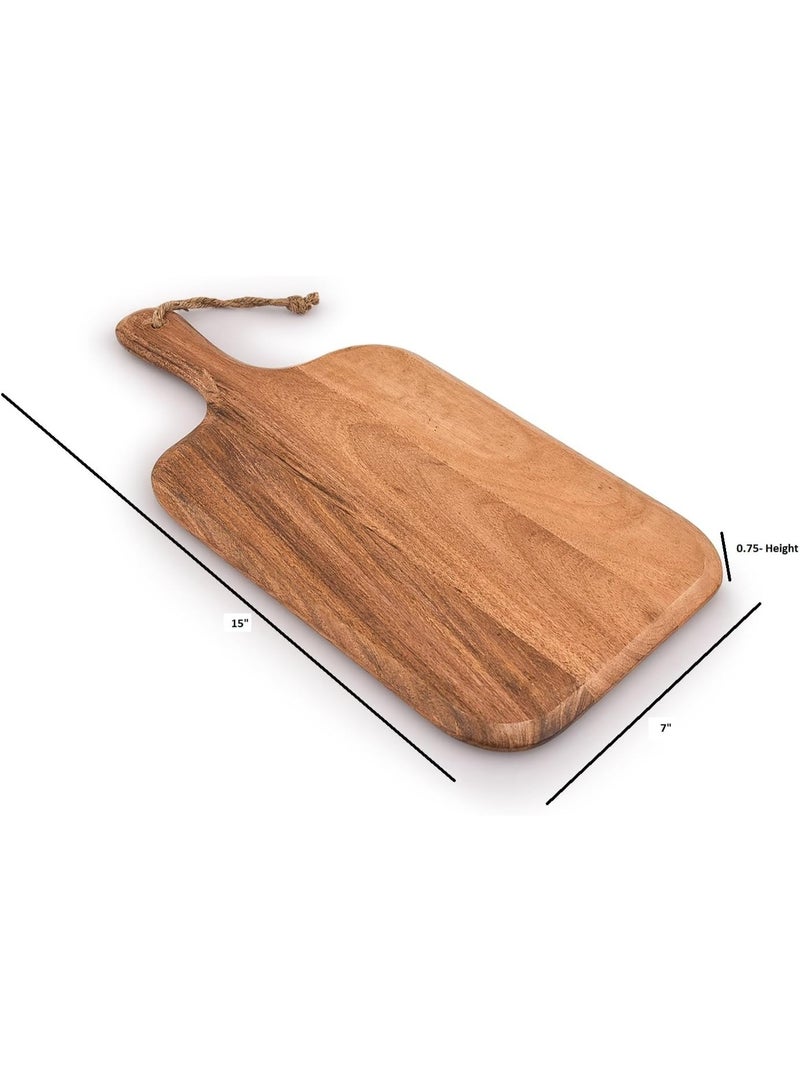 Kaizen Casa Acacia Wood Cutting Board, for Meat, Cheese, Bread, Vegetables & Fruits, with Grip Handle (38.1cm x 17.78cm) - Image 3