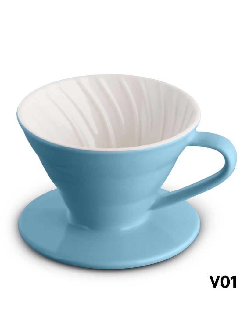RANK V60 Ceramic Sky Blue Dripper 1-2 Cup Made of High Fired Ceramic Material Pour Over Coffee Maker Slow Brewing Home Office Cafe Strong Flavour Brewer Red Size 01 - Image 2