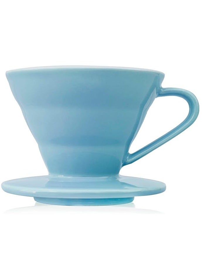 RANK V60 Ceramic Sky Blue Dripper 1-2 Cup Made of High Fired Ceramic Material Pour Over Coffee Maker Slow Brewing Home Office Cafe Strong Flavour Brewer Red Size 01 - Image 1