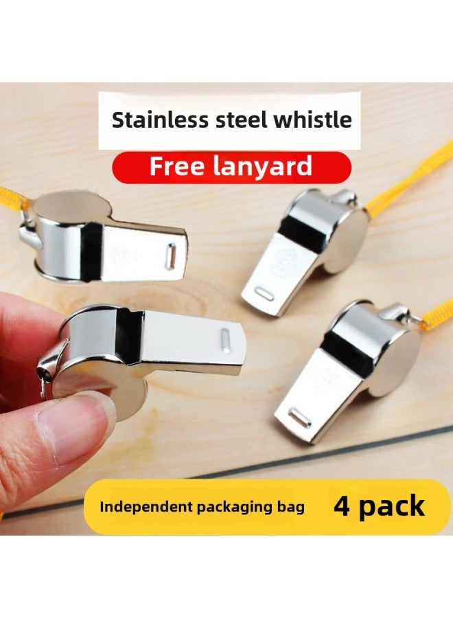 Generic Whistle Super-loud Referee Special Outdoor Training Topper Physical Education Teacher Basketball Coach Professional Lifesaving Football Whistle-Color:Stainless Steel Whistle [independent Packaging Bag] 4 Pieces - Image 1