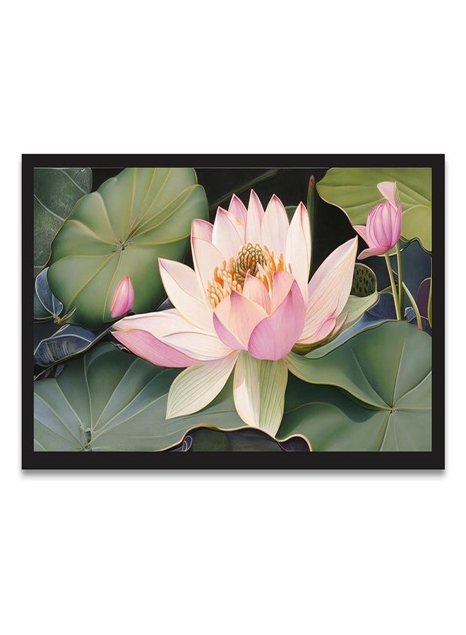 DEKORSTATION Beautiful Painting of Lotus Flowers | Vastu Painting for Home and Office Décor | Flower Paintings for Living Room | Elegant Floral Lotus Painting | Size: 12x24 Inch (FF_870DS) - Image 2