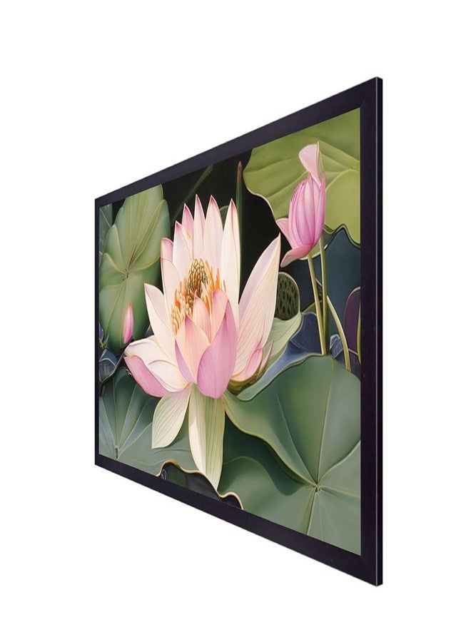 DEKORSTATION Beautiful Painting of Lotus Flowers | Vastu Painting for Home and Office Décor | Flower Paintings for Living Room | Elegant Floral Lotus Painting | Size: 12x24 Inch (FF_870DS) - Image 3