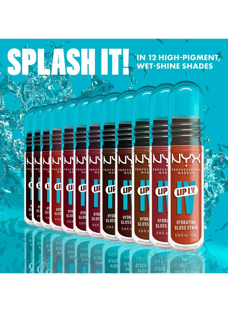 NYX PROFESSIONAL MAKEUP Lip Iv Hydrating Gloss Stain Lip Gloss Up To 12Hr Hydration High Pigment Wet Shine Finish Bubblegum Burst