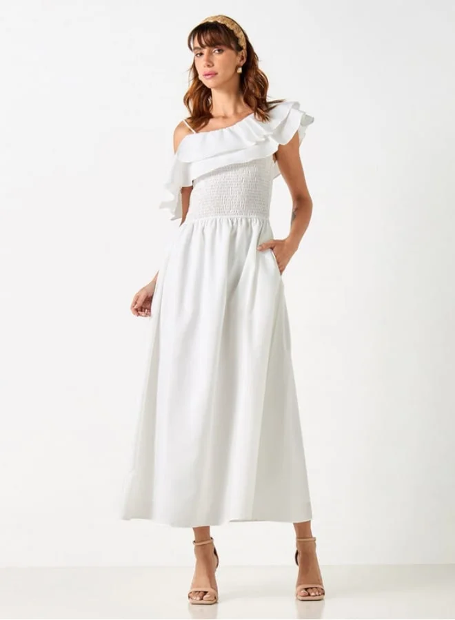 2Xtremz 2Xtremz Solid Off Shoulder A-line Dress with Pockets