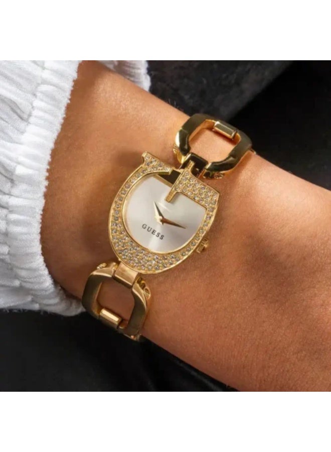 جس ساعة جيس النسائية – مينا فضي، سوار ستانلس ستيل ذهبي، حركة كوارتز (GW0683L2) - Image 5