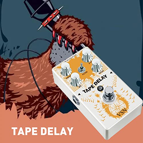 VSN Analog Tape Delay Pedal with Stereo Delay Effects and Reverb Boost, True Bypass - Image 2