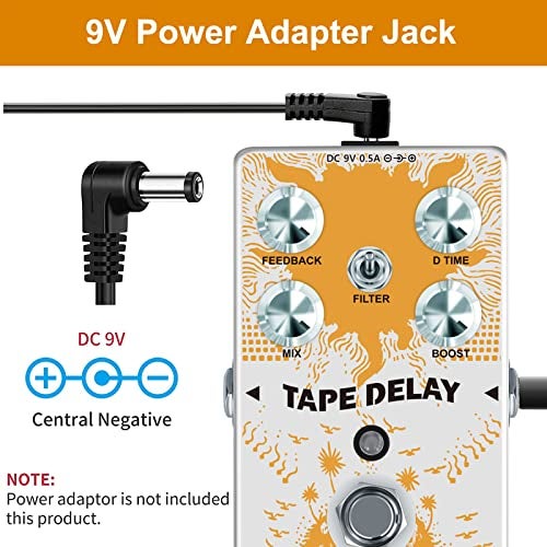 VSN Analog Tape Delay Pedal with Stereo Delay Effects and Reverb Boost, True Bypass - Image 3