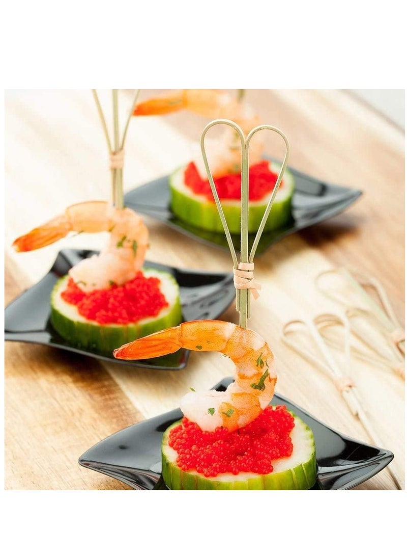 KASTWAVE Cocktail Sticks Toothpicks Party Supplies Bamboo Picks Knot Skewers Toothpicks Sticks Decorative Appetizers BBQ 100 Count (Heart Shaped) - Image 3