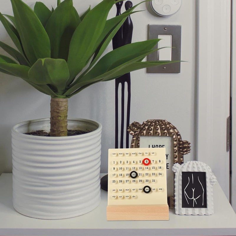 Perpetual Ring Desk Calendar with Base, White Plastic Mini Desktop Calendar for Office and Home, Monthly and Daily Date Display Organizer - Image 5