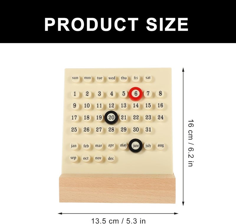 Perpetual Ring Desk Calendar with Base, White Plastic Mini Desktop Calendar for Office and Home, Monthly and Daily Date Display Organizer - Image 2