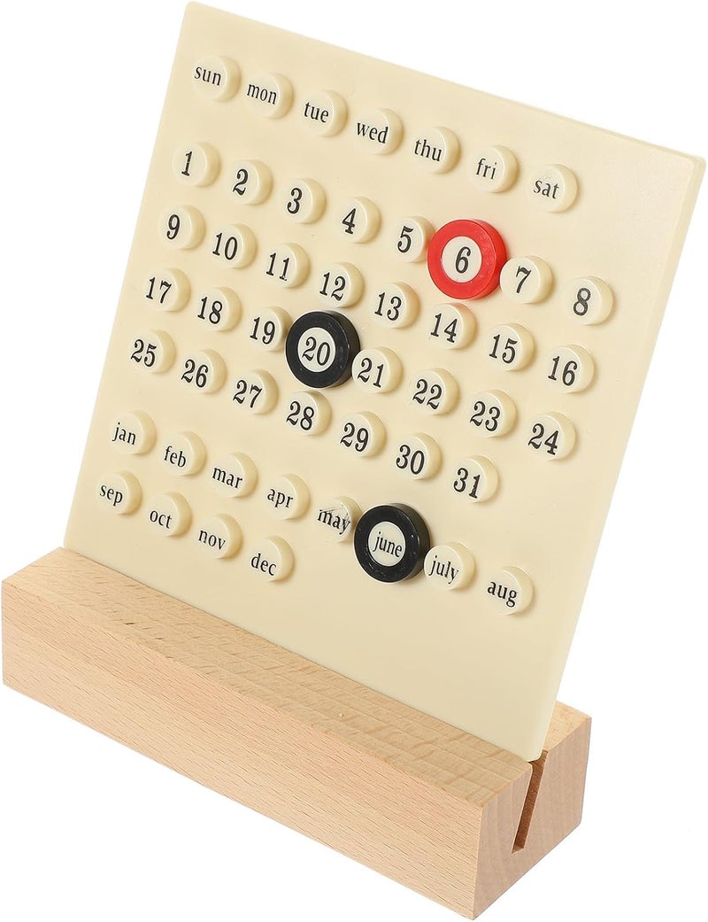 Perpetual Ring Desk Calendar with Base, White Plastic Mini Desktop Calendar for Office and Home, Monthly and Daily Date Display Organizer - Image 1