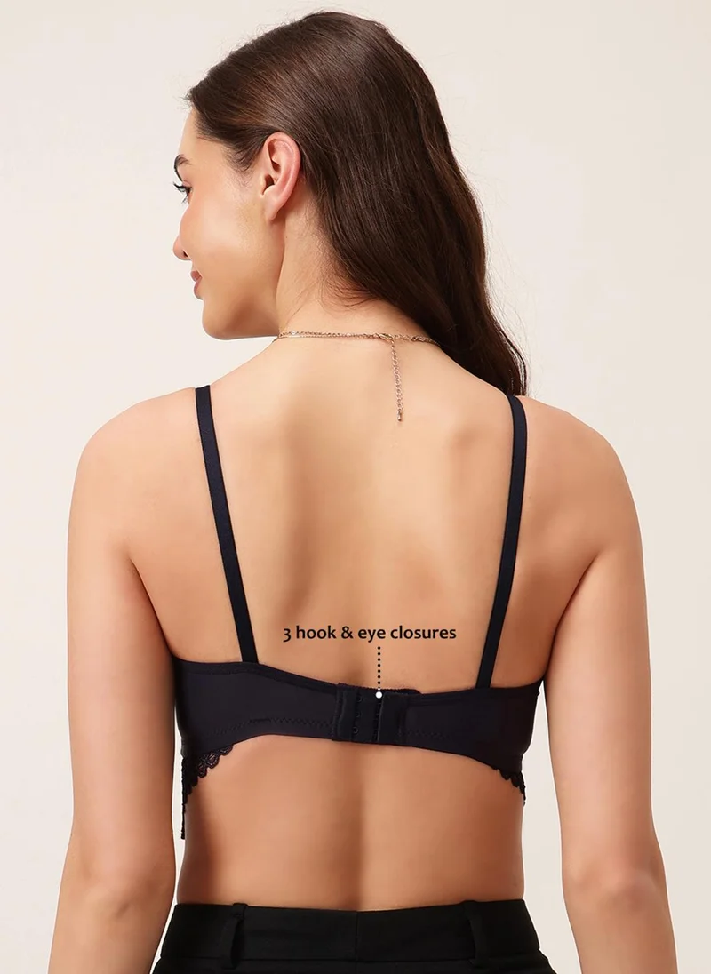 Clovia Blue Clovia Padded Underwired Full Coverage Longline Bralette in Navy for Women | Best Price UAE
