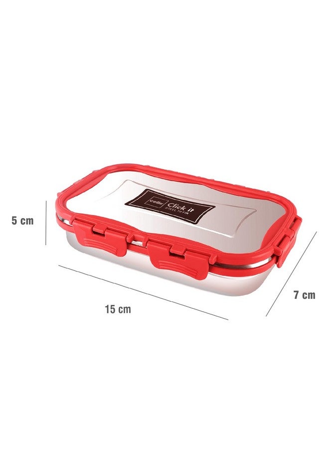 Cello CELLO Click it Steel Insulated Lunch Box, Medium, 925ml, Red | 2 Container Tiffin for Adults | Snacks Tiffin for Kids with Veg Box | Leak-Proof & Unbreakable Lid | Ideal for Office, School, College  - Image 4