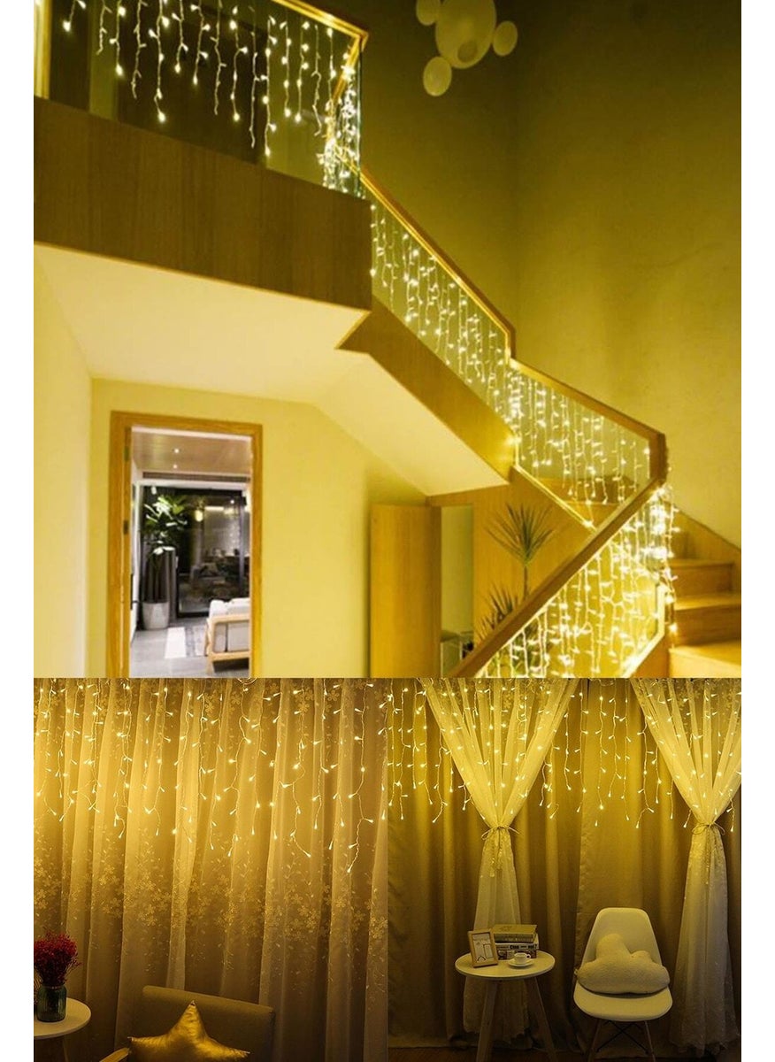 Technosmart 3x1 Meter Curtain with LED Animation, 12 Fringes, Cable Plug, Addable 8 Functions  - Image 1