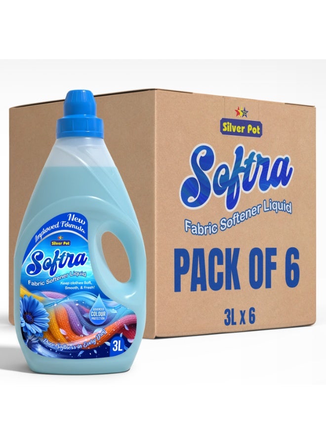 منعم الأقمشة سيلفر بوت سائل برائحة زهور زرقاء 3 لتر (عبوة من 6)