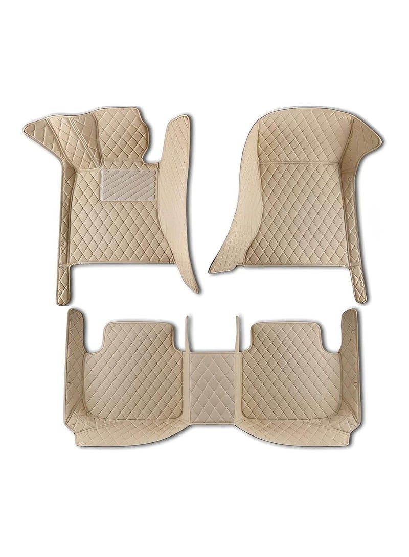WINCA Car Floor Mats Compatible With Toyota Fortuner 2015-2016 PVC Leather Non-slip Weather Color Available (Beige) - Image 1