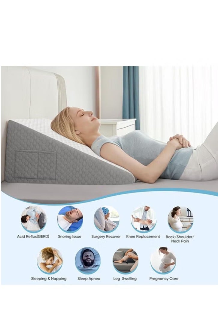 Arabest 1 pcs Wedge Pillow for Sleeping Bed Wedge Pillow for After Surgery Triangle Pillow Wedge for Acid RefluxGerd Snoring Post Surgery Leg Back Pain Relief - Soft Memory Foam Top Washable Cover - Image 5
