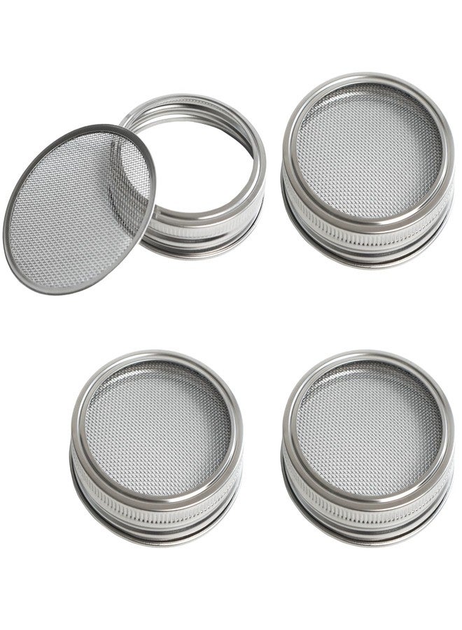 Yymobt 4 Pack Mesh Strainer Jar Stainless Steel Sprouting Jars Mason Wide Mouth Canning Lids for Growing Bean, Seeds and Salad - Image 1