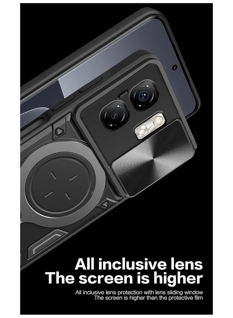 عام حافظة مغناطيسية متوافقة مع Infinix Smart 9 / Hot 50i (6.7 بوصة) - بغطاء منزلق لحماية العدسة وحامل دوار 360°، غطاء خلفي مقاوم للسقوط - Image 4