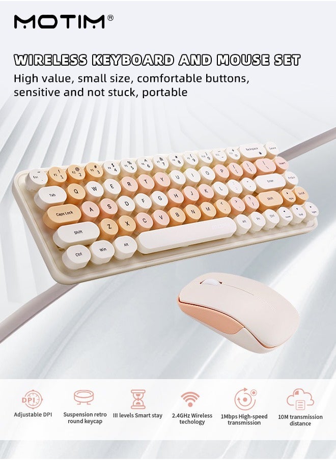 Motim Wireless Keyboard And Mouse Combo 84-Key, 2.4G Wireless Connection, Ultra-Thin Sleek, Full-Sized Typewriter Cordless USB Keyboard and Mouse for Windows, Android, Laptop/Tablet  - Image 1