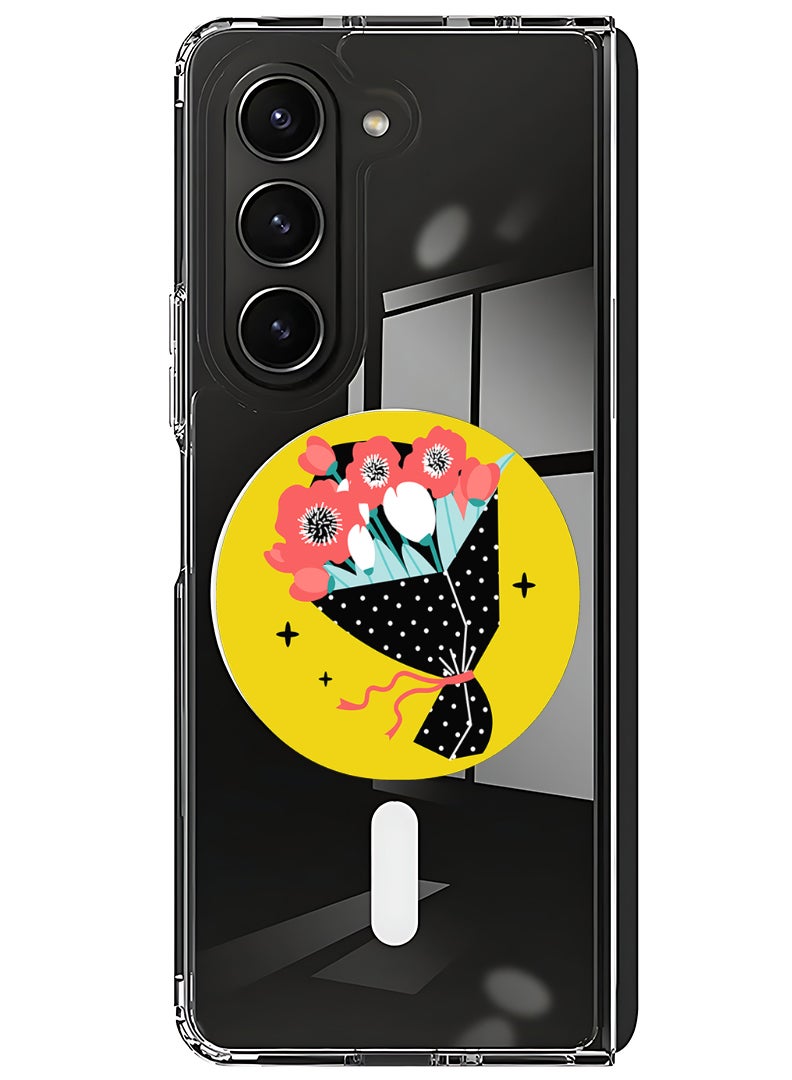 Theodor Magnetic Case for Samsung Galaxy Z Fold 6 Compatible with MagSafe Wireless Charging, Shockproof Phone Bumper Cover Bouquet vector - Image 1
