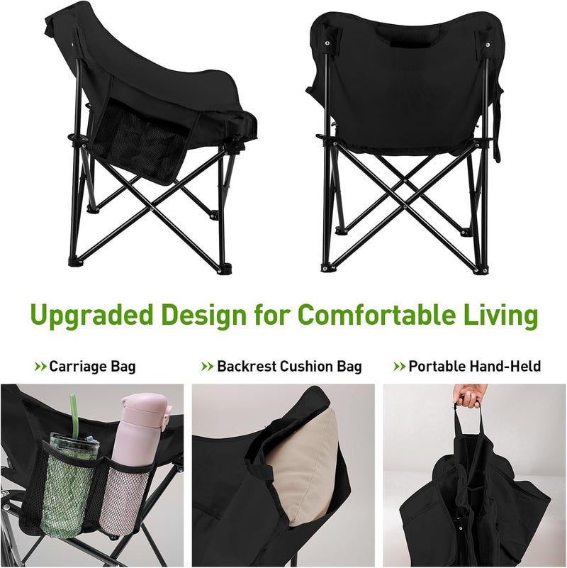 Folding Moon Chair, Portable Lightweight Camping Chair with Side Pocket, Foldable Backpacking Chair Ultra Durable for Outdoor Hiking Beach Travel with Carrying Bag - Image 4