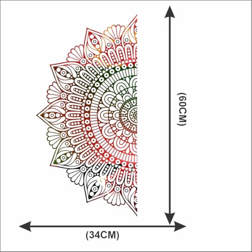 Monk Wish Decorative Mandala Half Sun Wall Decal, 60 x 34 cm, Multicolour Gradient, Boho Design - Image 3